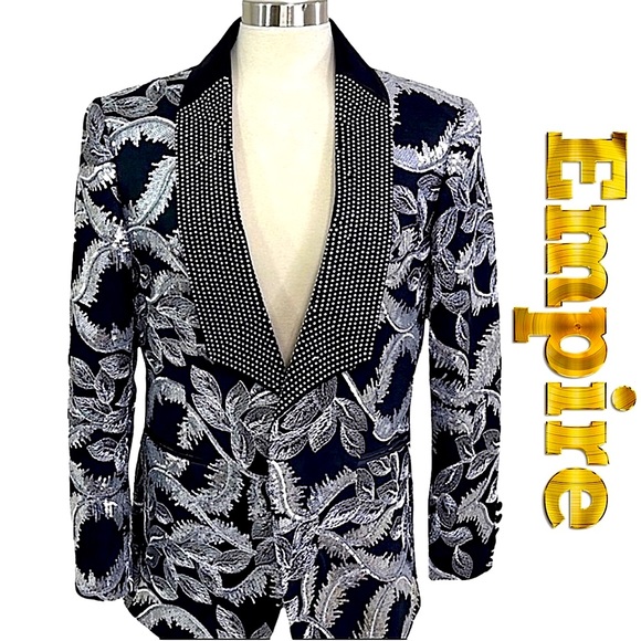 Empire Other - Empire’s Black with Silver Sequin and Embroidery Formal Dinner Jacket